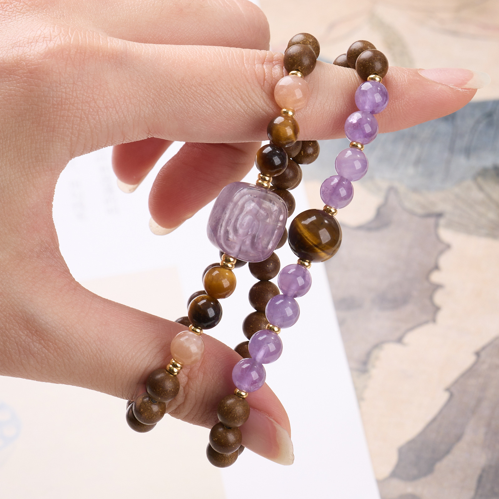 xitang serenity amethyst scented bead bracelet | thermal activated herbal aroma jewelry xitang serenity amethyst scented bead bracelet | thermal activated herbal aroma jewelry