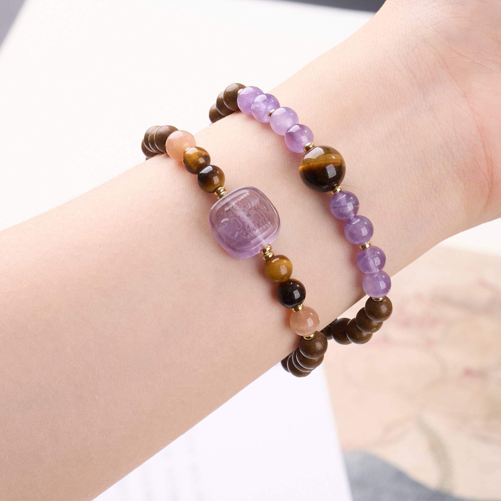 xitang serenity amethyst scented bead bracelet | thermal activated herbal aroma jewelry xitang serenity amethyst scented bead bracelet | thermal activated herbal aroma jewelry