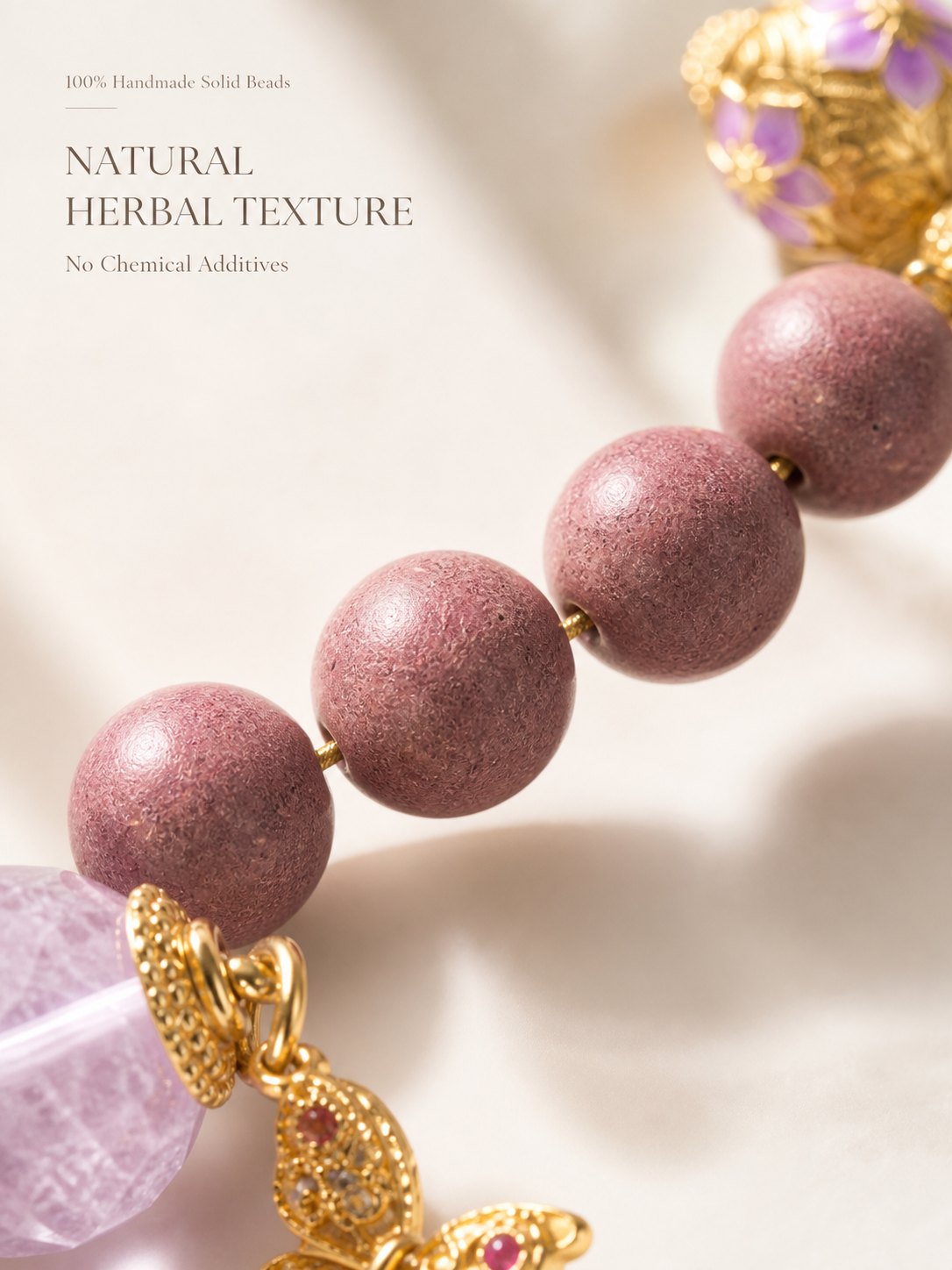 heat activated natural scent bead bracelet with amethyst & butterfly charm heat activated natural scent bead bracelet with amethyst & butterfly charm