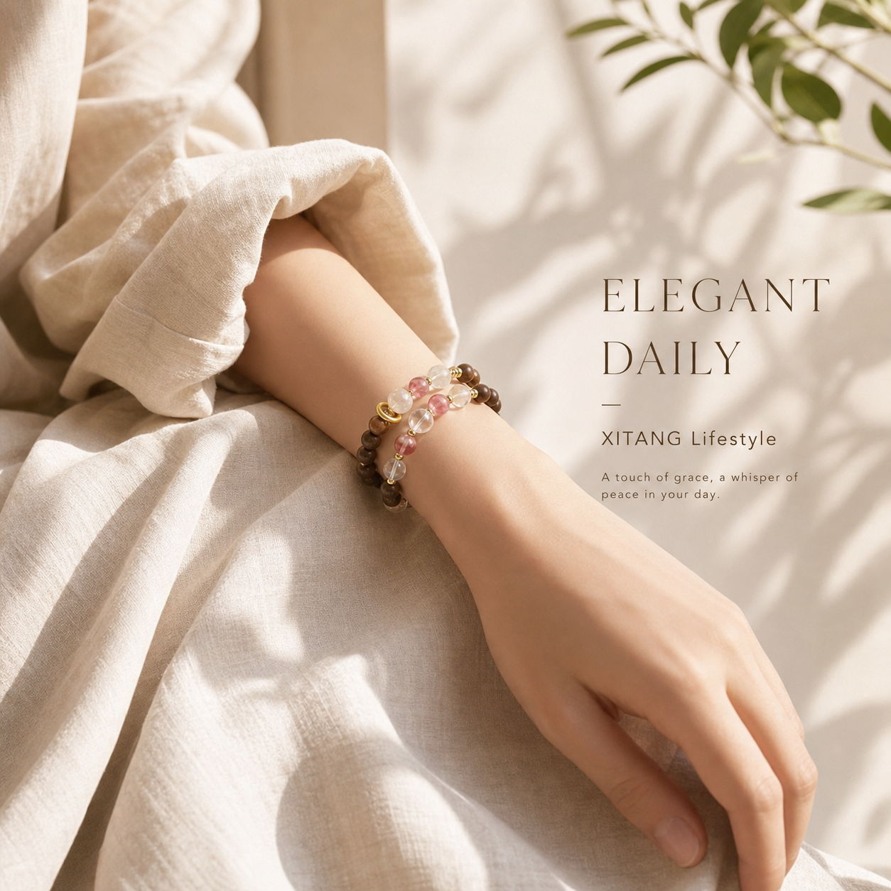 heat activated pear scent bead double wrap bracelet with quartz & watermelon crystal heat activated pear scent bead double wrap bracelet with quartz & watermelon crystal