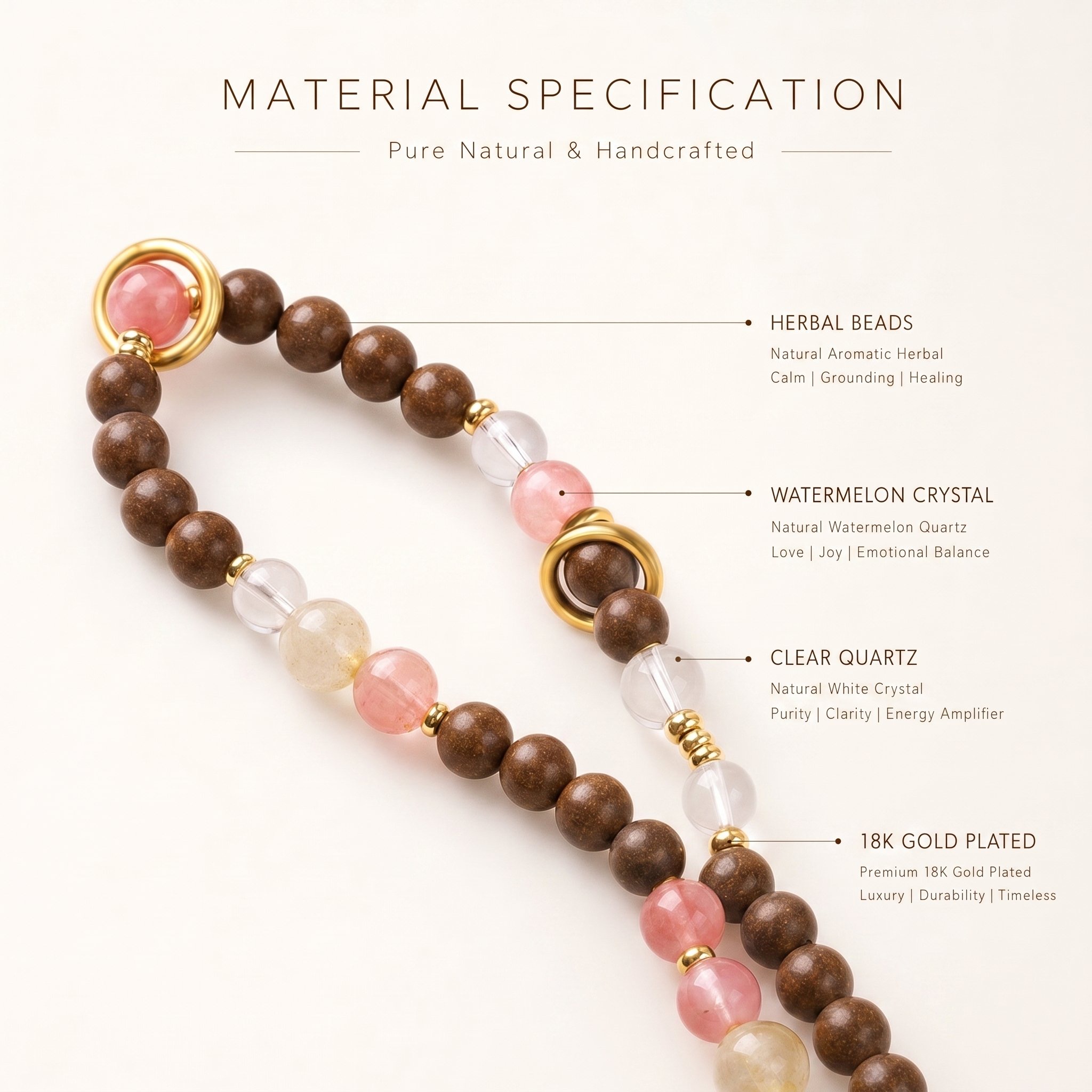 heat activated pear scent bead double wrap bracelet with quartz & watermelon crystal heat activated pear scent bead double wrap bracelet with quartz & watermelon crystal
